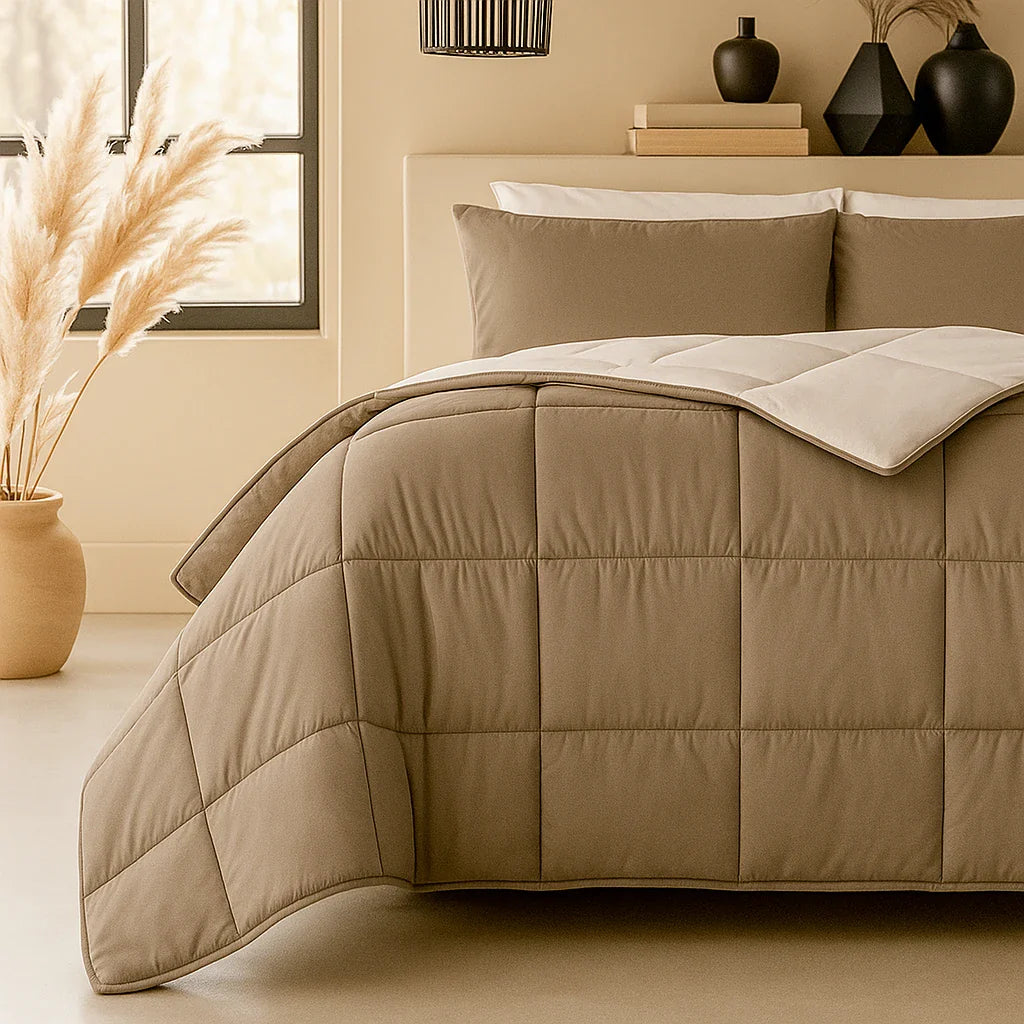 Easy dubbelzijdig dekbed - Taupe/Creme