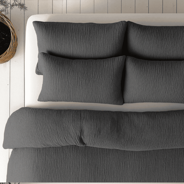 Easy mousseline dekbed - antraciet + kussenslopen